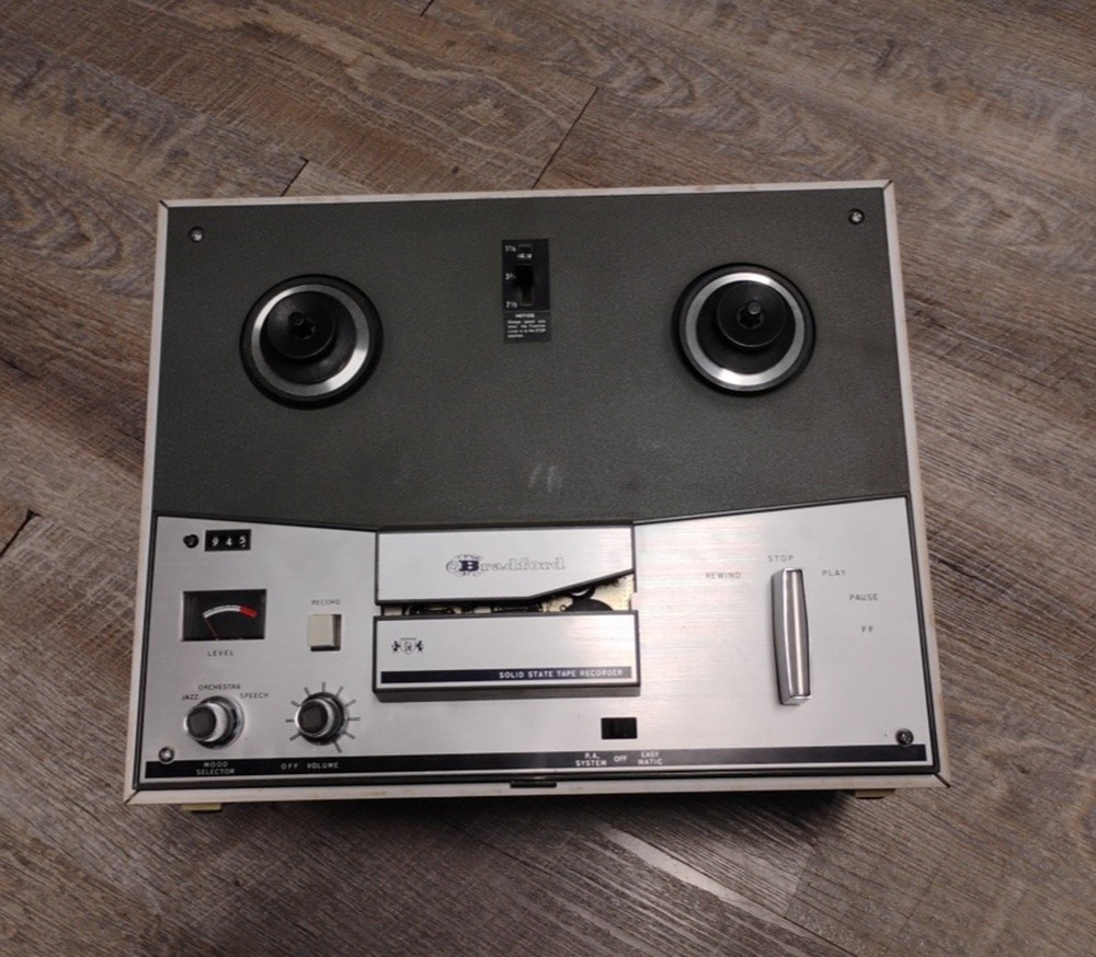 vintage Bradford Solid State Reel-to-Reel Tape Recorder made in Japan 1960-1970s